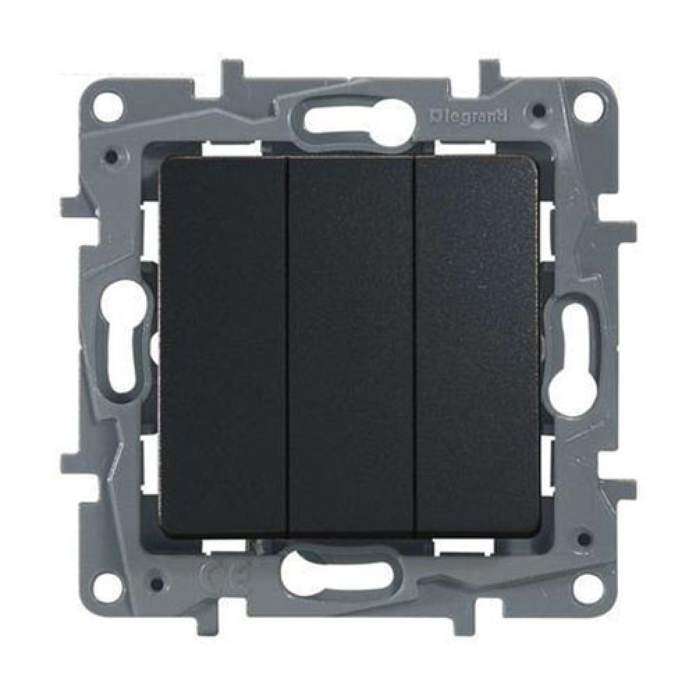 Вимикач триклавішний Legrand Etika 10A Антрацит (672613)